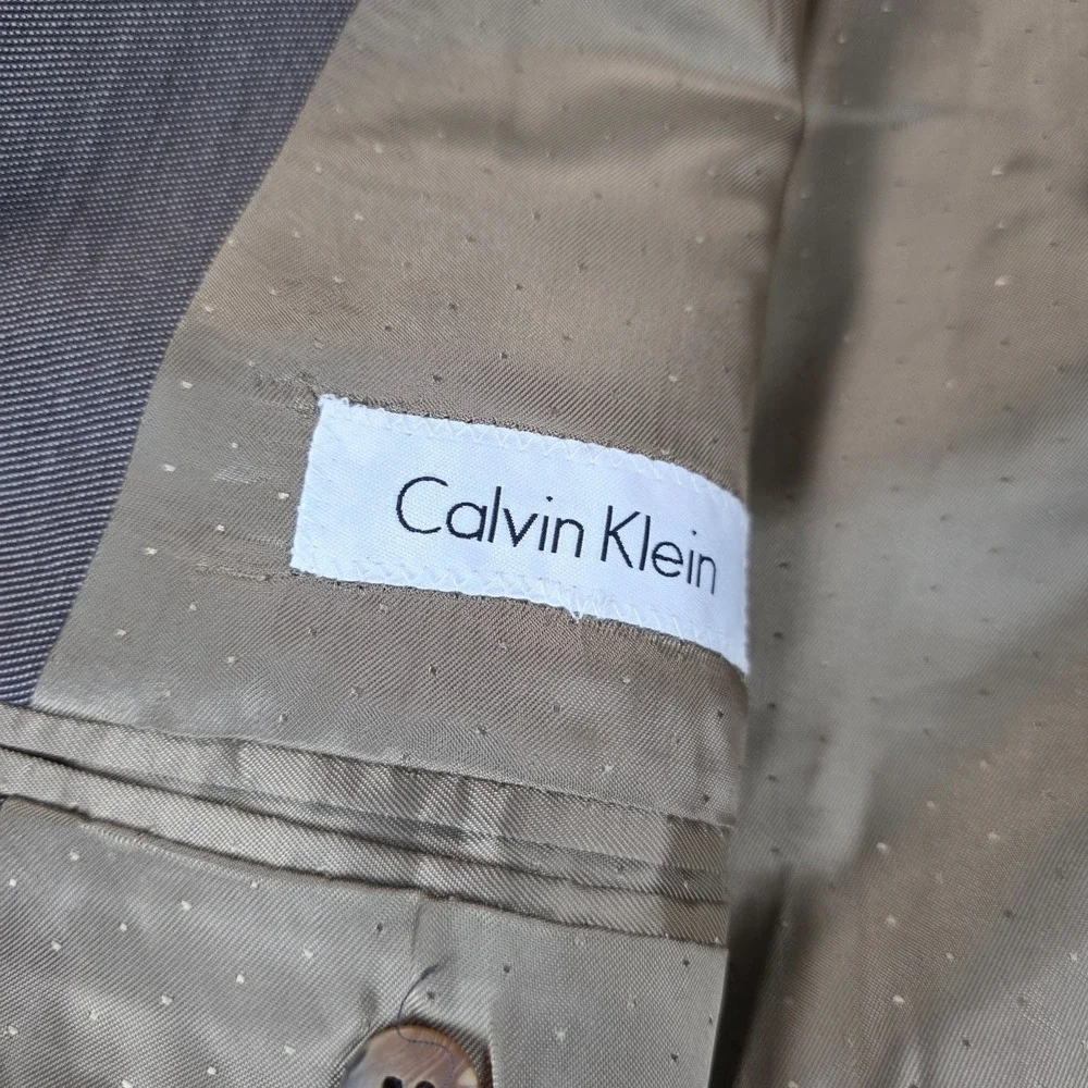 Calvin Klein Mens 44L‎ Gray Wool Suit 2 Piece Single Breasted Made In Canada
